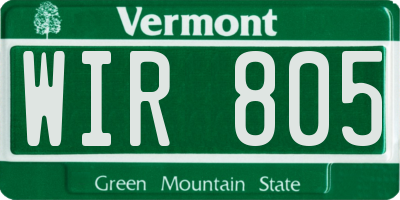 VT license plate WIR805