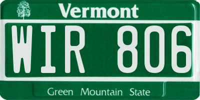 VT license plate WIR806