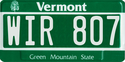 VT license plate WIR807