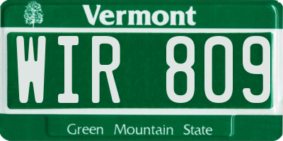 VT license plate WIR809