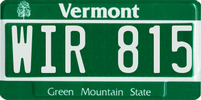VT license plate WIR815