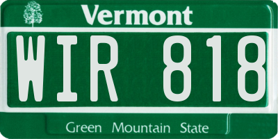 VT license plate WIR818