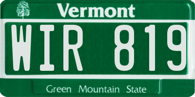 VT license plate WIR819