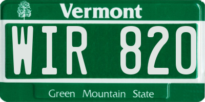 VT license plate WIR820