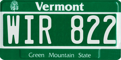 VT license plate WIR822