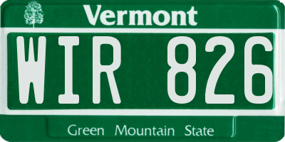 VT license plate WIR826