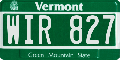 VT license plate WIR827
