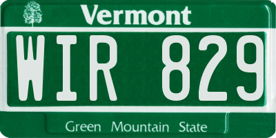 VT license plate WIR829