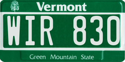 VT license plate WIR830