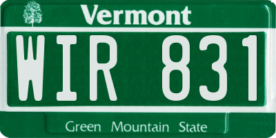 VT license plate WIR831