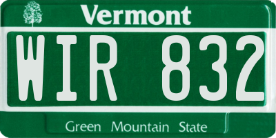 VT license plate WIR832
