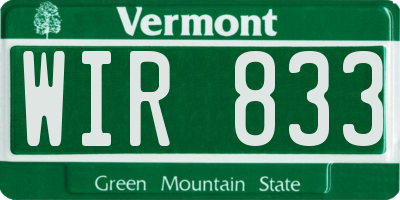 VT license plate WIR833