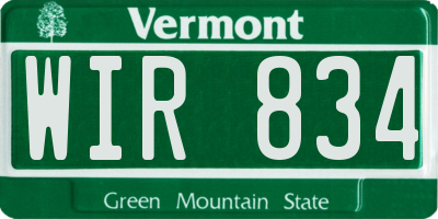 VT license plate WIR834