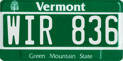 VT license plate WIR836