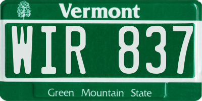 VT license plate WIR837