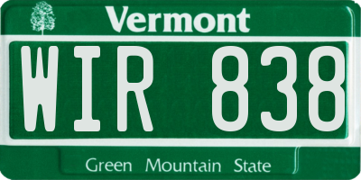 VT license plate WIR838