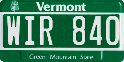 VT license plate WIR840