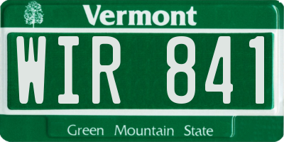 VT license plate WIR841