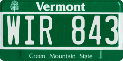 VT license plate WIR843