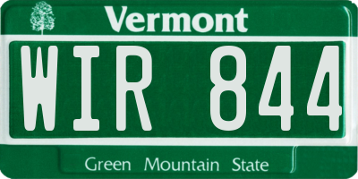 VT license plate WIR844
