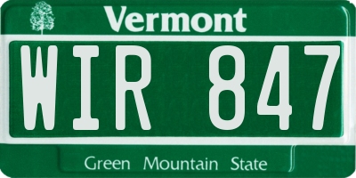 VT license plate WIR847