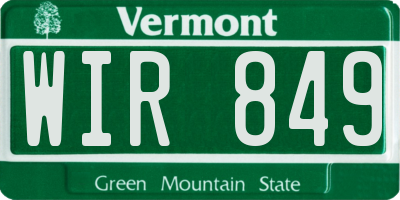 VT license plate WIR849