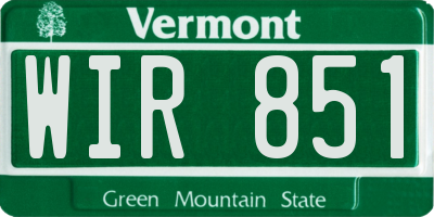 VT license plate WIR851