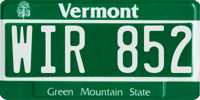 VT license plate WIR852