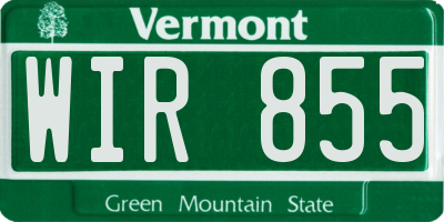 VT license plate WIR855