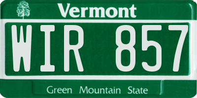 VT license plate WIR857