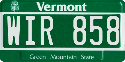 VT license plate WIR858