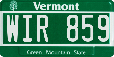 VT license plate WIR859