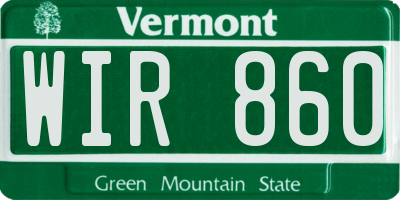 VT license plate WIR860