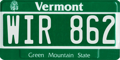 VT license plate WIR862