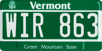 VT license plate WIR863