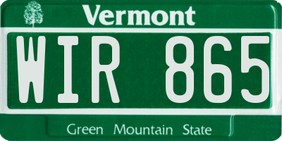 VT license plate WIR865