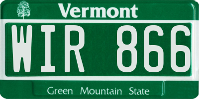 VT license plate WIR866