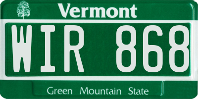 VT license plate WIR868
