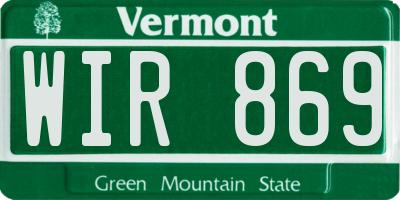 VT license plate WIR869