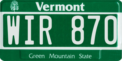 VT license plate WIR870