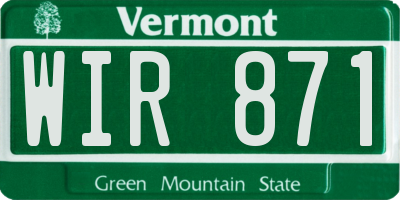 VT license plate WIR871