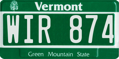 VT license plate WIR874