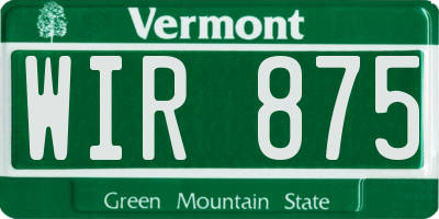 VT license plate WIR875