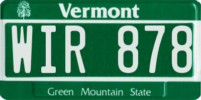 VT license plate WIR878