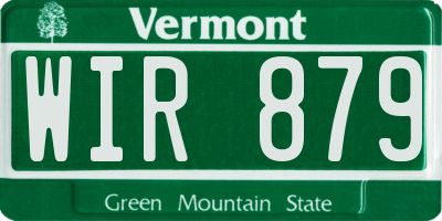 VT license plate WIR879