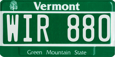 VT license plate WIR880