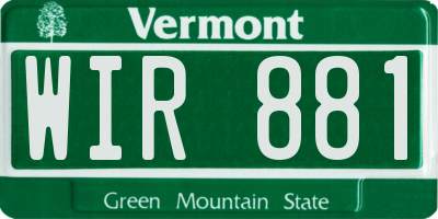 VT license plate WIR881