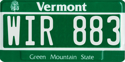 VT license plate WIR883