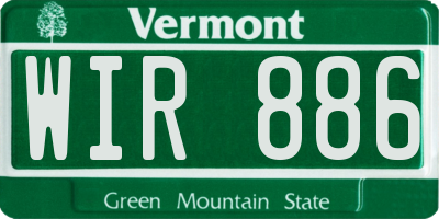 VT license plate WIR886