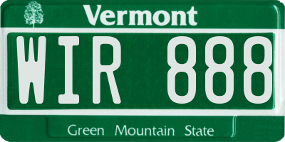VT license plate WIR888
